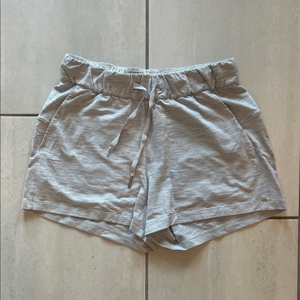 Lululemon Athletica Light Blue Gray Striped Athletic Shorts